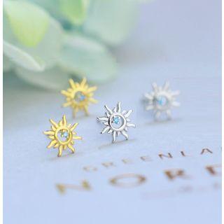 925 Sterling Silver Rhinestone Sun Earring