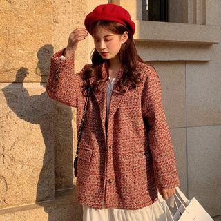 Single Breast Tweed Blazer As Shown In Figure - One Size