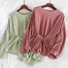 Long-sleeve Front-knot T-shirt