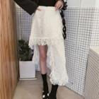 Lace Irregular Skirt White - One Size