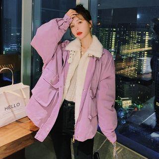 Fleece Collar Padded Zipped Coat