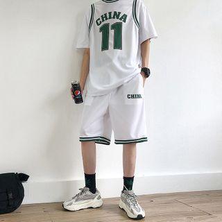 Elbow-sleeve Mock Two Piece T-shirt / Sweatshorts / Set