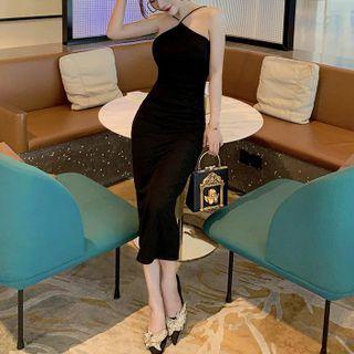 Halter Open-back Sheath Midi Dress