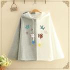 Color-block Cat Star Printed Hoodie