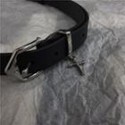 Faux Leather Cross Charm Belt As Shown In Figure - One Size