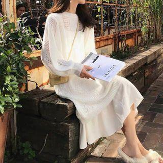 Set: Spaghetti Strap Midi A-line Dress + Sweater