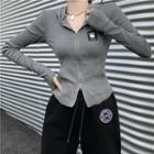 Hooded Long-sleeve Zip-up T-shirt