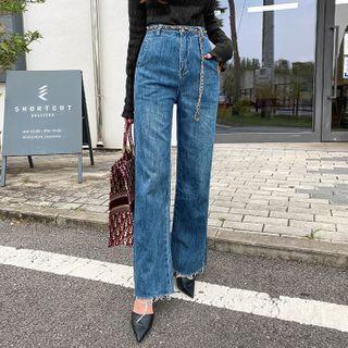 Straight-cut Jeans With Chain Belt