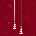 Christmas Tree Threader Earring 1 Pair - Silver & Yellow - One Size
