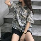 Print Short-sleeve Blouse As Shown In Figure - One Size