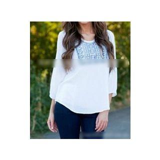 3/4-sleeve Patterned T-shirt