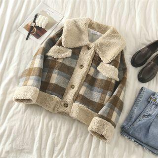 Plaid Fleece Jacket As Figure - One Size