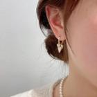 Heart Alloy Fringed Earring Eh1378 - 1 Pair - Gold & White - One Size