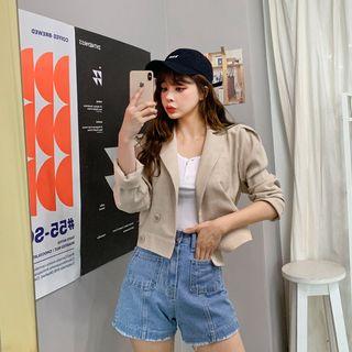 Puff-shoulder Cropped Jacket