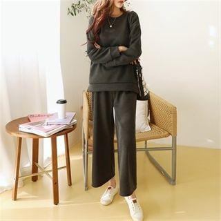 Fleece-lined Pullover & Wide Pants Set