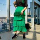 Colored Long Tiered Skirt
