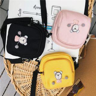 Monkey Applique Canvas Crossbody Bag