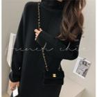 Turtle-neck Seam-detail Knit Dress