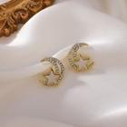 Moon & Star Rhinestone Alloy Earring Ndyz232 - Gold - One Size