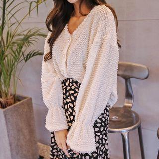 Bell-sleeve Textured Cardigan