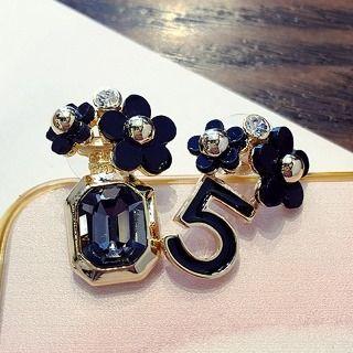 Jeweled Flower Drop Earrings