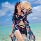 Set: Floral Beach Cover-up + Bikini