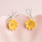 Flower Drop Earring 1 Pair - S925 Silver - Yellow - One Size