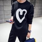 Long Sleeved Heart Print Pullover