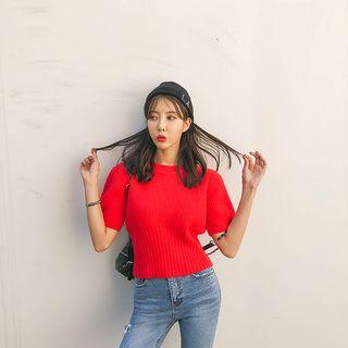 Short-sleeve Rib Sweater