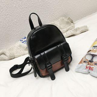 Faux Leather Two Tone Mini Backpack