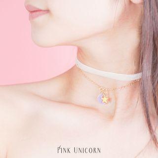 Star & Moon Layered Choker As Shown In Figure - One Size