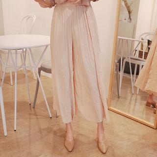 Band-waist Crinkled Pants
