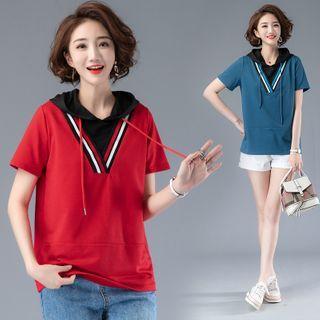 Short-sleeve Panel Hoodie