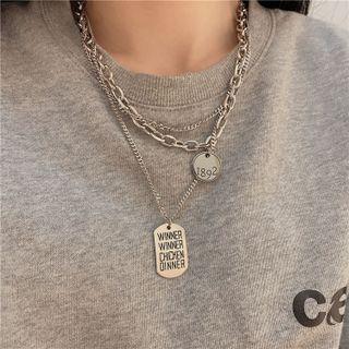 Couple Matching Letter Pendant Layered Chain Necklace As Shown In Figure - One Size