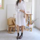 Round-hem Long Shirtdress White - One Size