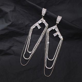Rhinestone Chandelier Earring 1 Pairs - 925 Silver Needle - Silver - One Size