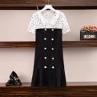 Short-sleeve Double Breasted Shift Dress