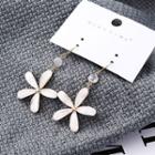 925 Sterling Silver Faux Crystal Flower Dangle Earring 1 Pair - 138848 - One Size
