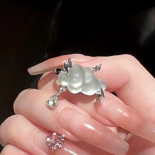 Cloud Rhinestone Alloy Ring White - One Size