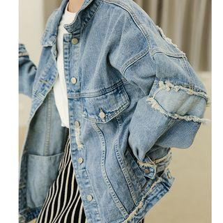 Plain Denim Long-sleeve Jacket
