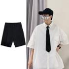 Short Sleeve Shirt With Tie + Pants / Shorts