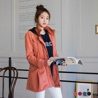 Fleece Linedd Longline Hooded Coat