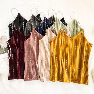 Spaghetti Strap Glitter Velvet Top