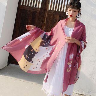 Cat Print Shawl As Shown In Figure - One Size