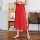 Wrap-front A-linen Skirt