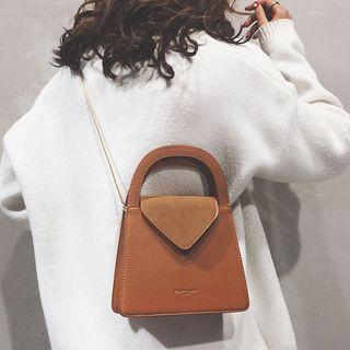 Faux Leather Handbag With Metal Chain