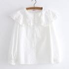 Ruffled Collar Shirt White - One Size