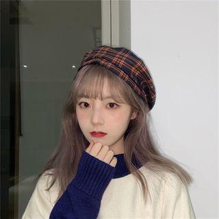 Adjustable Retro Plaid Beret Hat