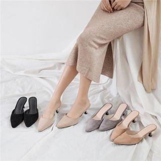 Genuine Leather Kitten Heel Mules