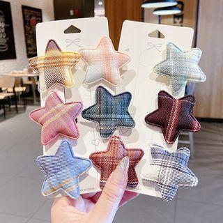 Plaid Fabric Star Hair Clip